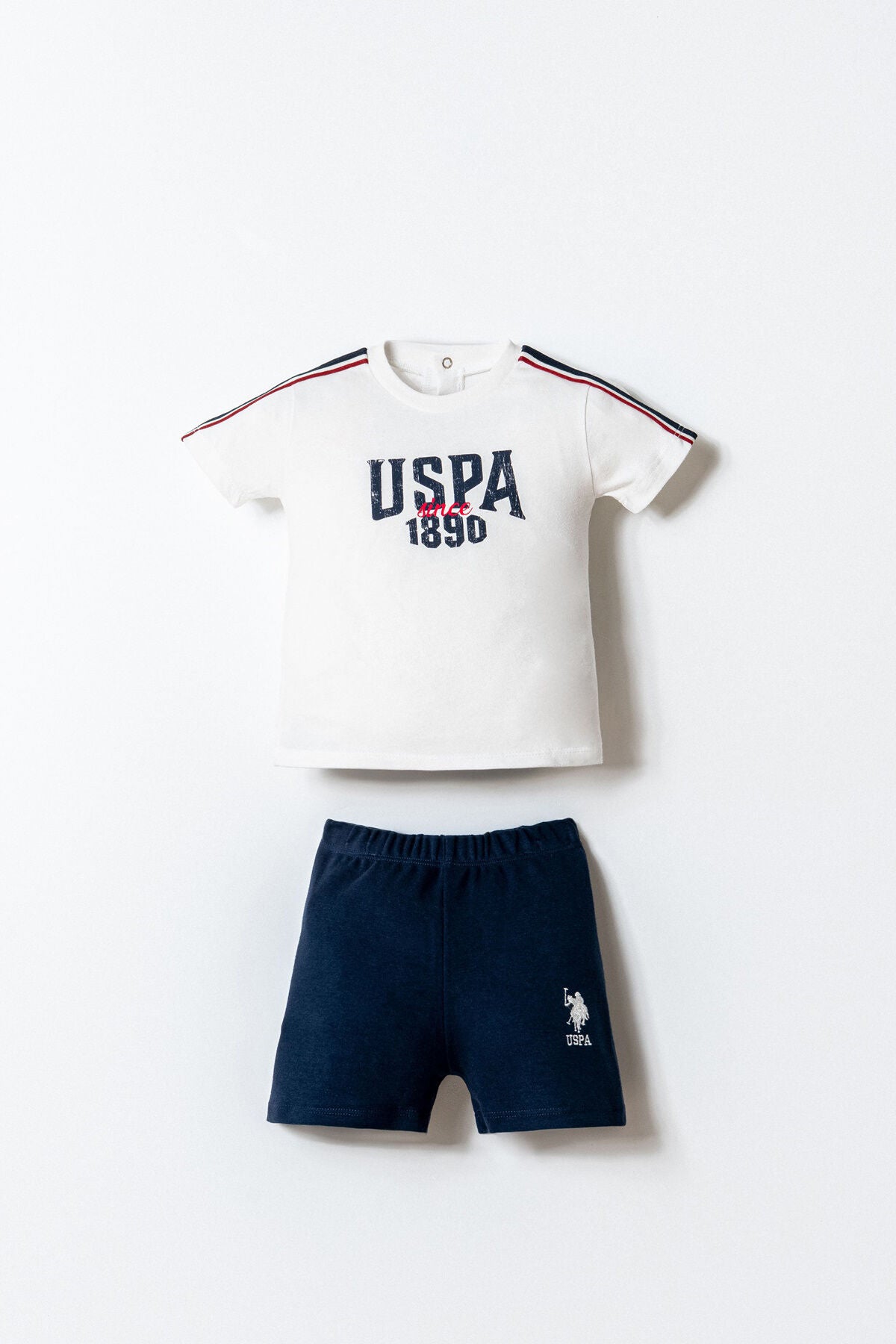 U.S. Polo Assn. Erkek Bebek Bisiklet Yaka Nakışlı Yazlık Regular Fit Beyaz Bebek Takımı USB2874-C-V1 Ürün ana görseli