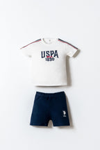U.S. Polo Assn. Erkek Bebek Bisiklet Yaka Nakışlı Yazlık Regular Fit Beyaz Bebek Takımı USB2874-C-V1