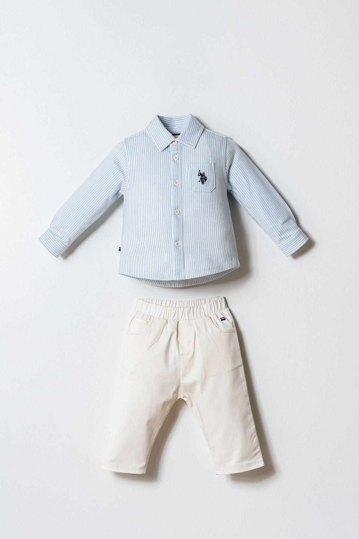U.S. Polo Assn. Erkek Bebek Gömlek Yaka Nakışlı Yazlık Regular Fit Mavi Bebek Takımı USB2895-C-V1 Ürün ana görseli