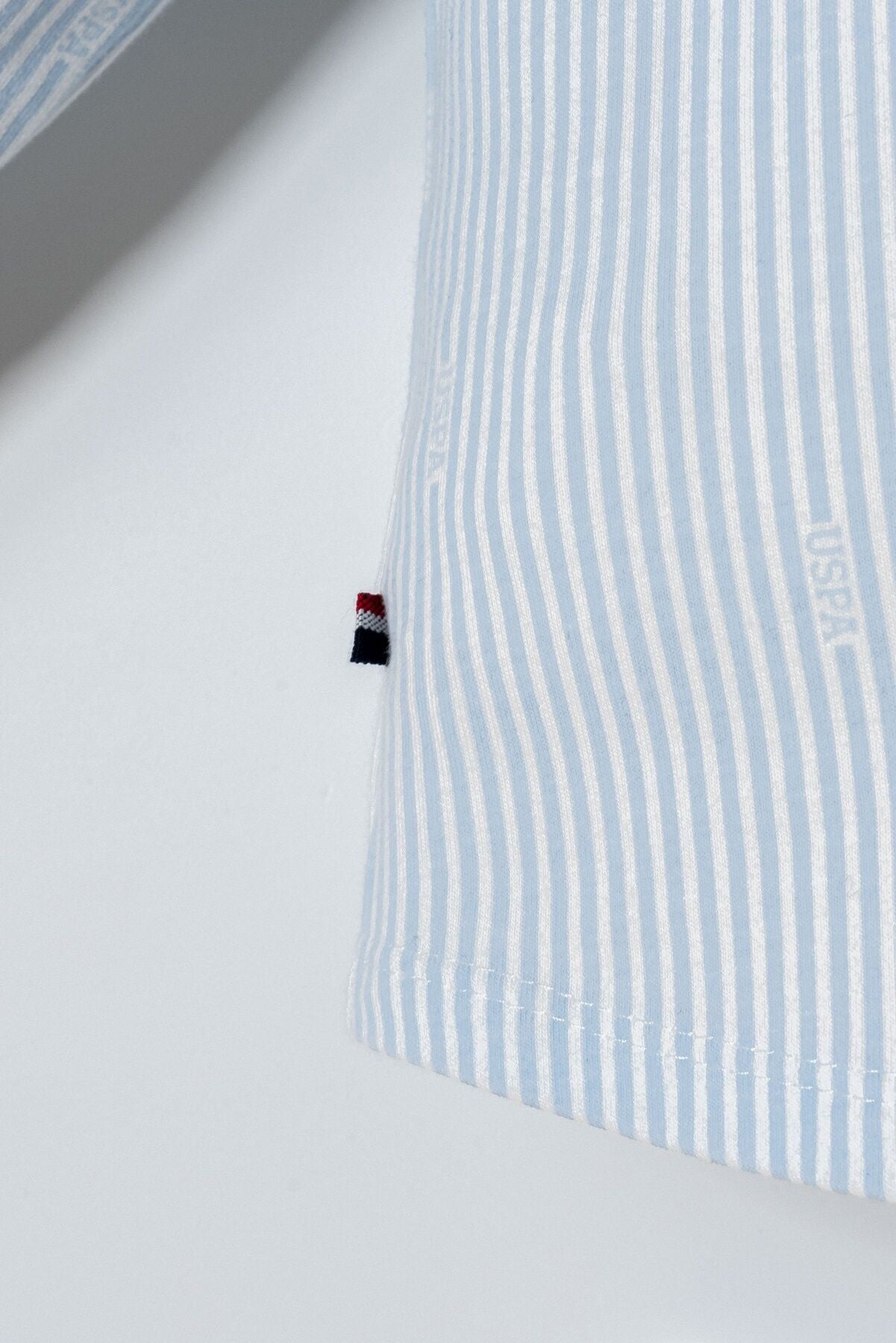 U.S. Polo Assn. Erkek Bebek Gömlek Yaka Nakışlı Yazlık Regular Fit Mavi Bebek Takımı USB2895-C-V1