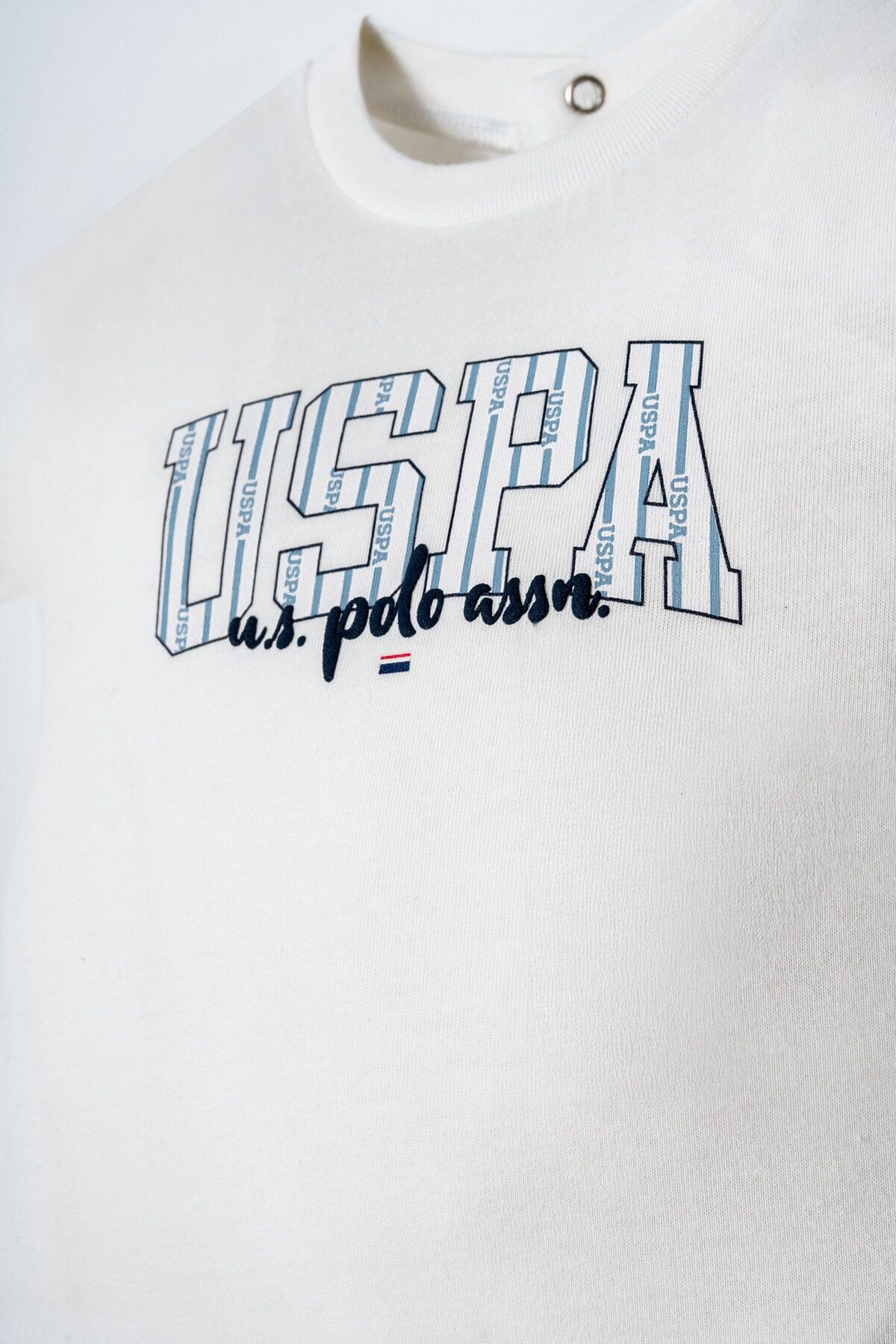 U.S. Polo Assn. Erkek Bebek Bisiklet Yaka Nakışlı Yazlık Regular Fit Beyaz Bebek Takımı USB2897-C-V2