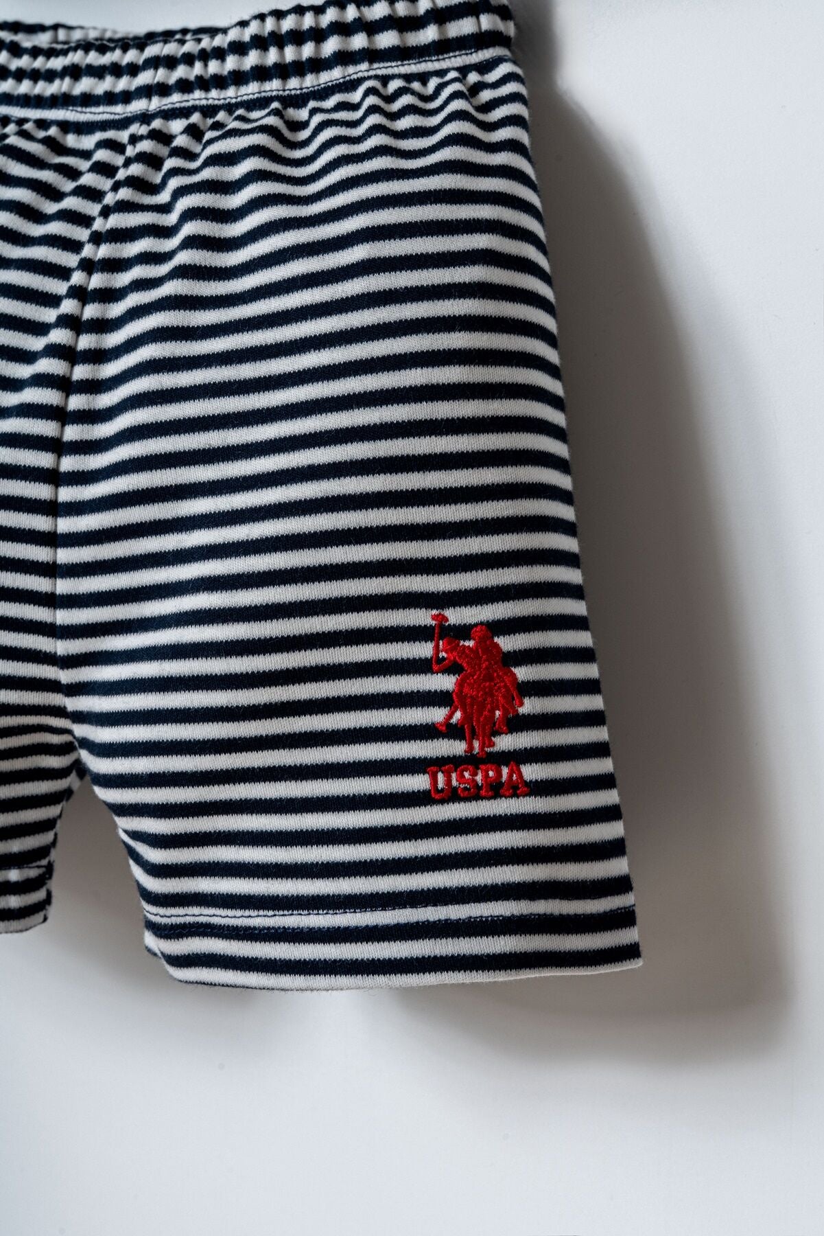 U.S. Polo Assn. Erkek Bebek Bisiklet Yaka Nakışlı Yazlık Regular Fit Beyaz Bebek Takımı USB2908-C-V1