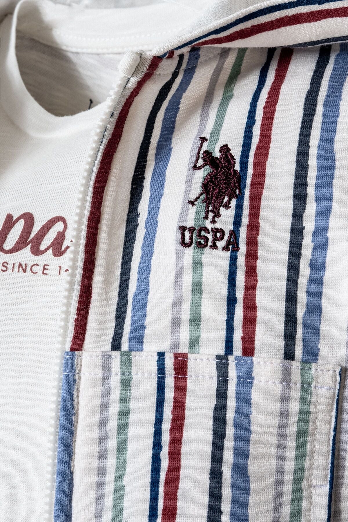 U.S. Polo Assn. Erkek Bebek Fermuarlı Yaka Nakışlı Yazlık Regular Fit Beyaz 3'Lü Bebek Takımı USB2878-C-V1