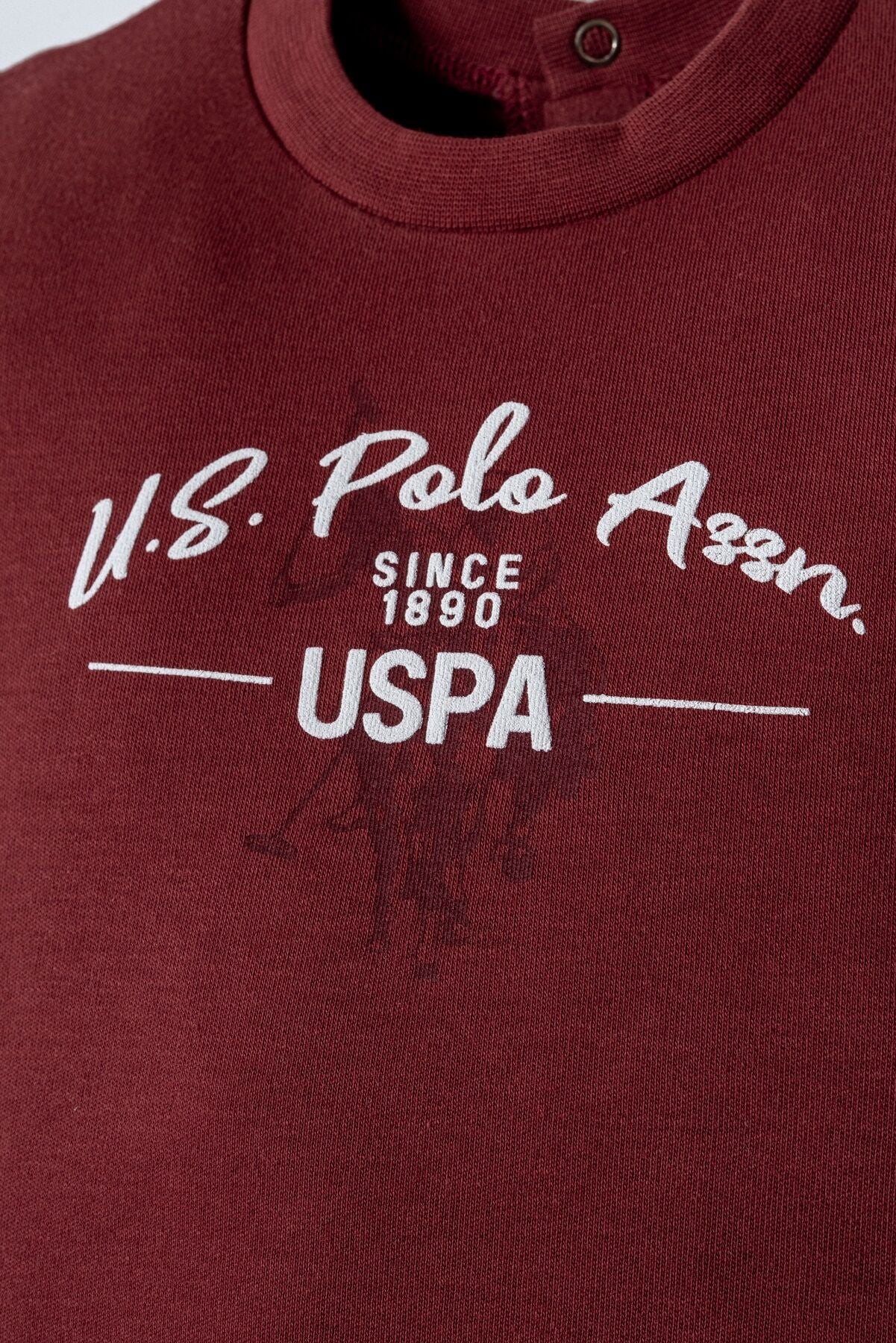U.S. Polo Assn. Erkek Bebek Bisiklet Yaka Nakışlı Yazlık Regular Fit Bordo Bebek Takımı USB2879-C-V1