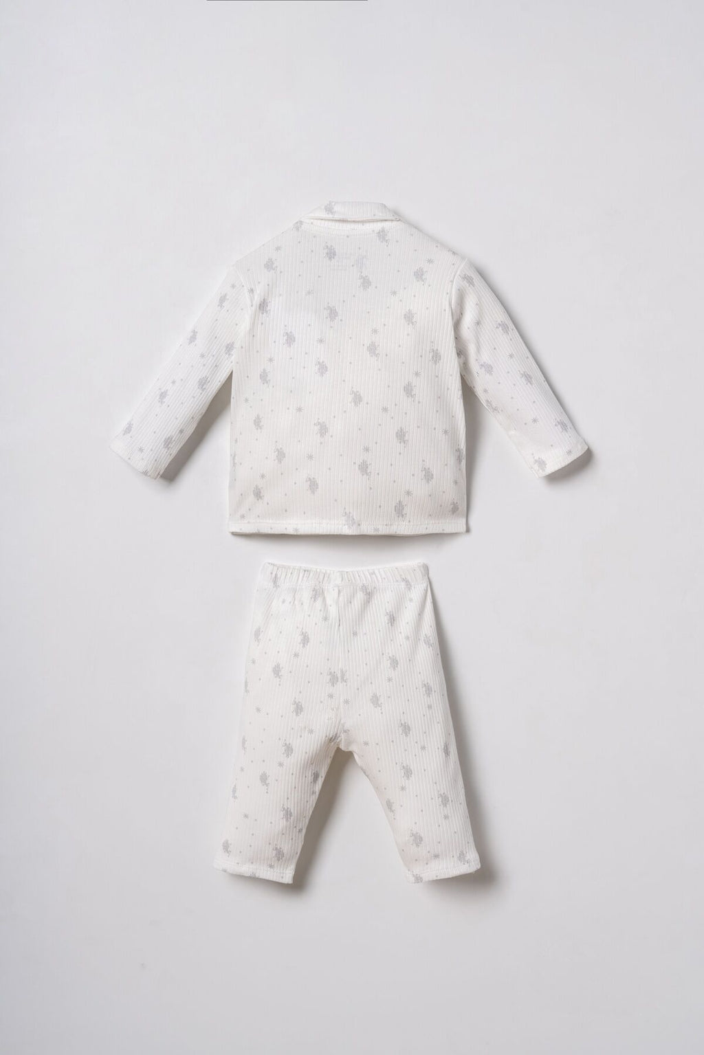 U.S. Polo Assn. Erkek Bebek Desenli Beyaz Gömlek Pijama Takımı USB3111-C-V1