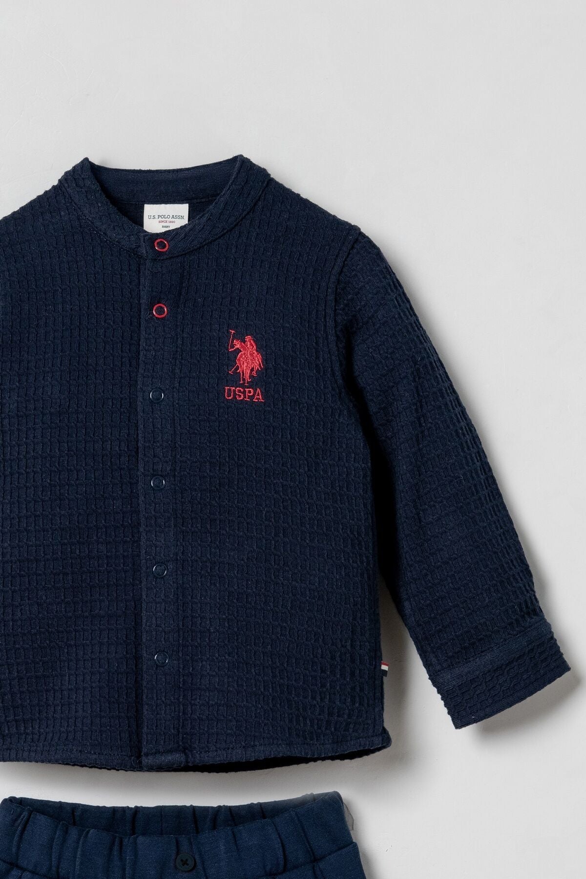 U.S. Polo Assn. Erkek Bebek Düğmeli Yaka Lacivert Uzun Kol Pijama Takım USB3132-C-V1 Ürün ikincil görseli