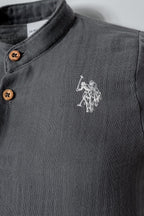 U.S. Polo Assn. Erkek Bebek Gömlek Yaka Nakışlı Yazlık Regular Fit Gri Bebek Takımı USB2883-C-V2