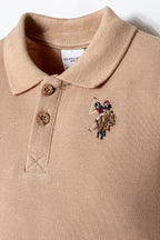 U.S. Polo Assn. Erkek Bebek Polo Yaka Nakışlı Yazlık Regular Fit Kahverengi Bebek Takımı USB2919-C-V1
