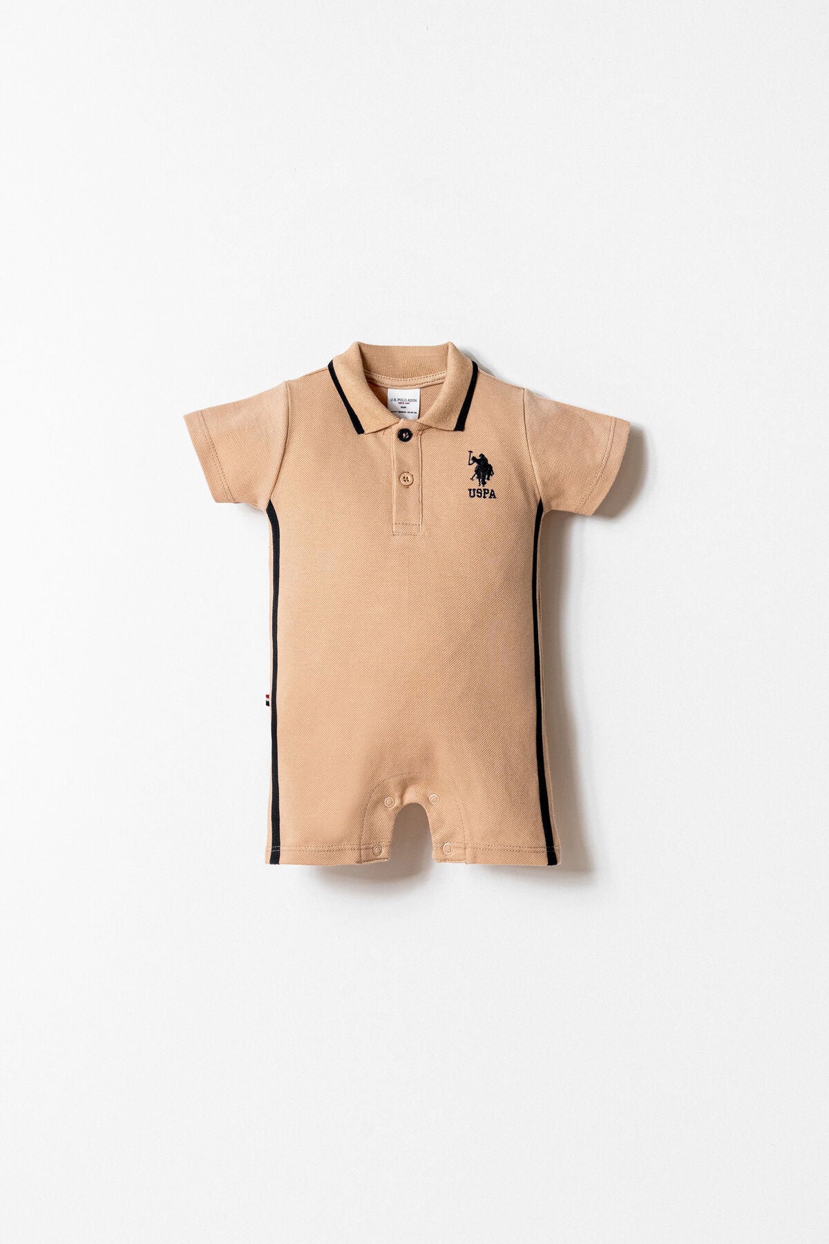 U.S. Polo Assn. Erkek Bebek Polo Yaka Nakışlı Yazlık Regular Fit Kahverengi Tulum USB2906-C-V3 Ürün ana görseli