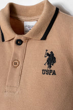 U.S. Polo Assn. Erkek Bebek Polo Yaka Nakışlı Yazlık Regular Fit Kahverengi Tulum USB2906-C-V3
