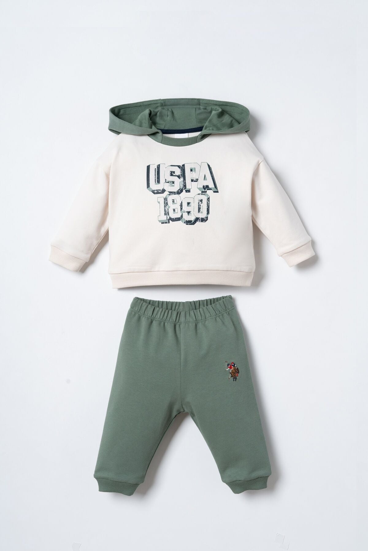 U.S. Polo Assn. Erkek Bebek Kapüşonlu Beyaz Uzun Kol Pijama Takım USB3178-C-V2 Ürün ana görseli