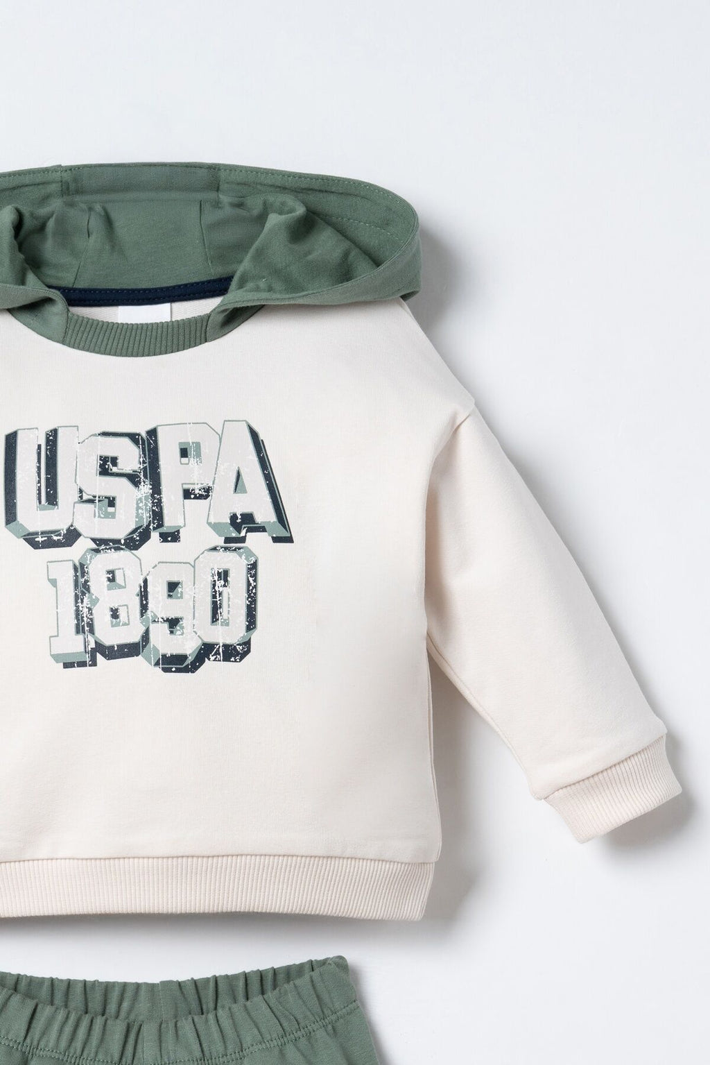 U.S. Polo Assn. Erkek Bebek Kapüşonlu Beyaz Uzun Kol Pijama Takım USB3178-C-V2