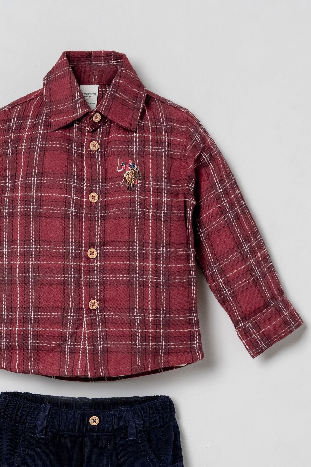 U.S. Polo Assn. Erkek Bebek Kareli Bordo Gömlek Pijama Takım USB3140-C-V1 Ürün ikincil görseli