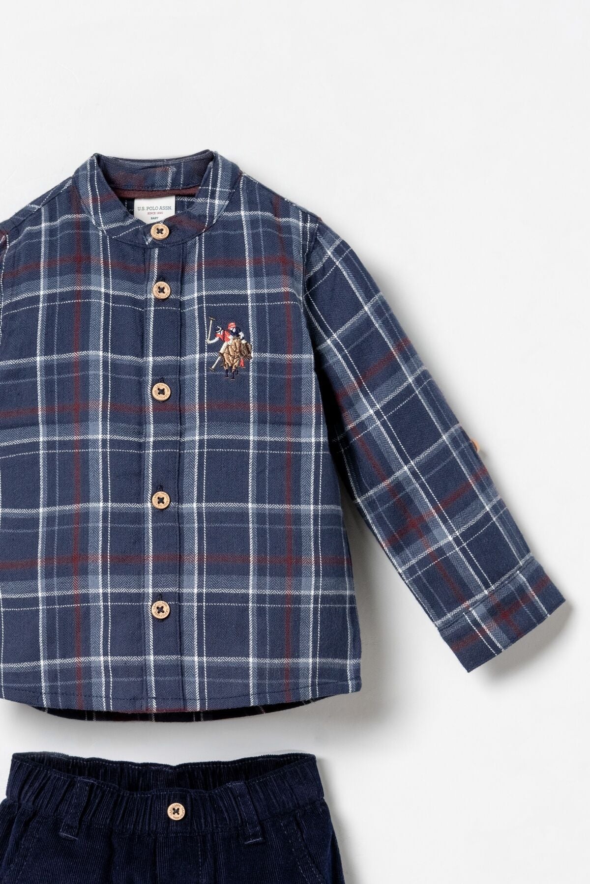 U.S. Polo Assn. Erkek Bebek Kareli Mavi Gömlek Pijama Takım USB3141-C-V1 Ürün ikincil görseli