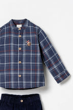U.S. Polo Assn. Erkek Bebek Kareli Mavi Gömlek Pijama Takım USB3141-C-V1