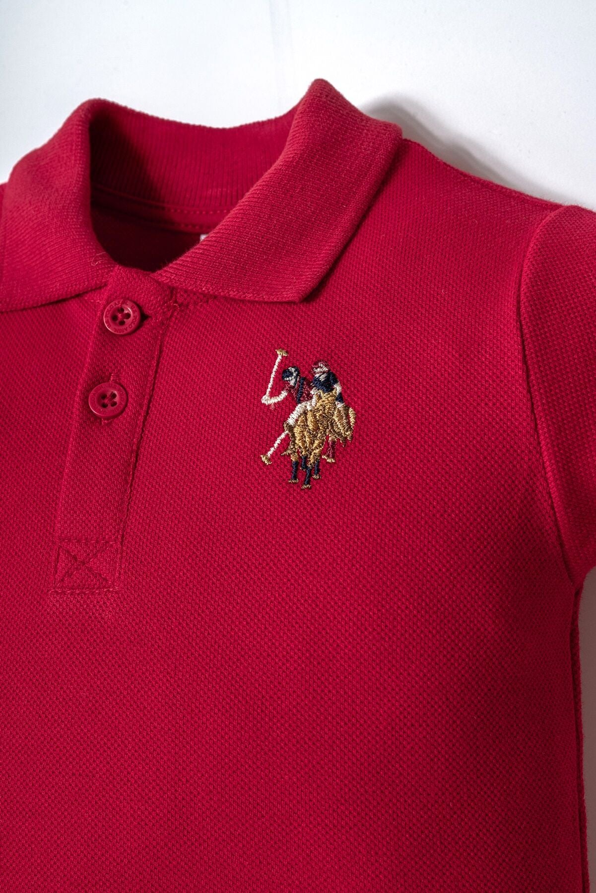 U.S. Polo Assn. Erkek Bebek Polo Yaka Nakışlı Yazlık Regular Fit Kırmızı Bebek Takımı USB2885-C-V6