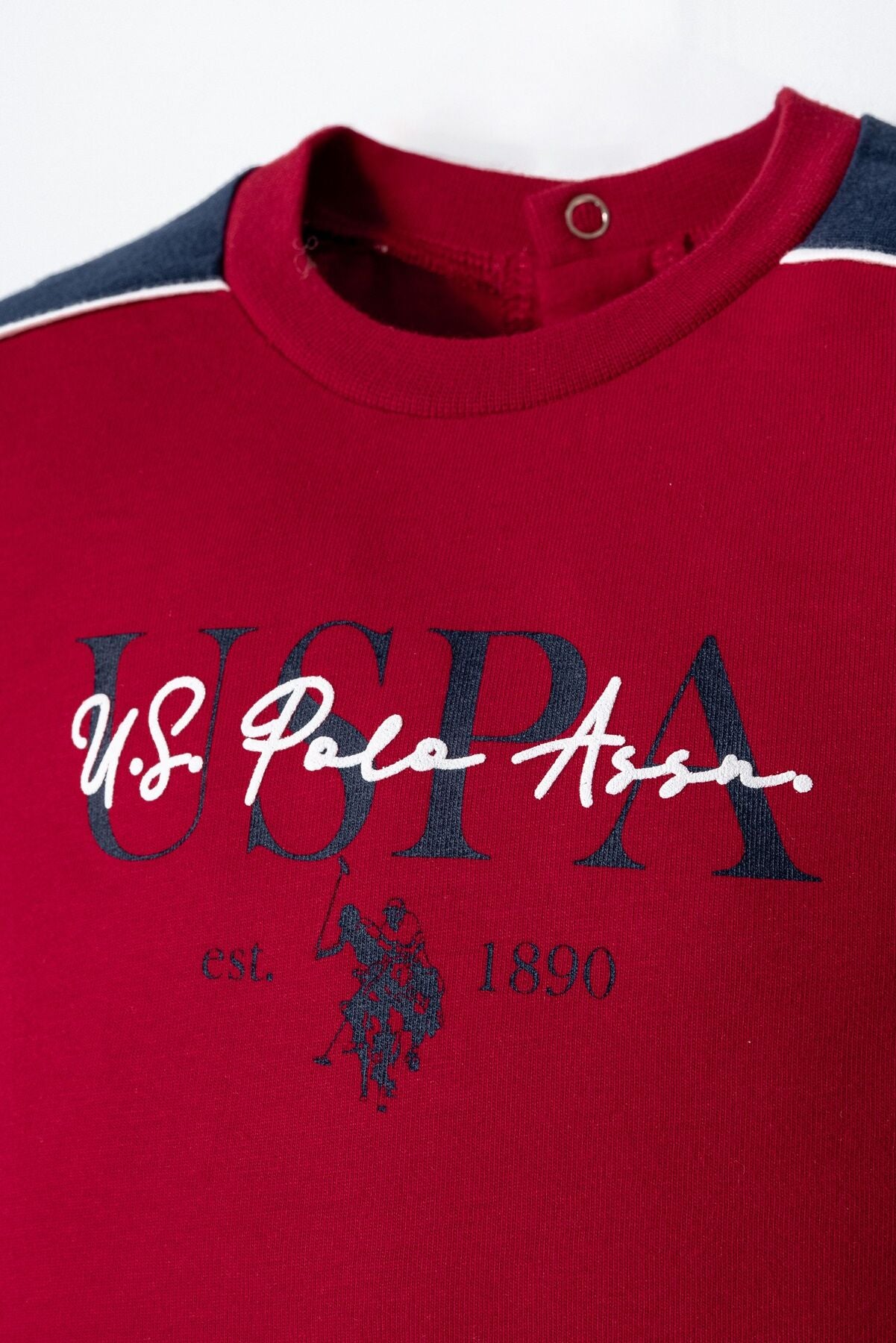 U.S. Polo Assn. Erkek Bebek Bisiklet Yaka Nakışlı Yazlık Regular Fit Kırmızı Bebek Takımı USB2905-C-V2