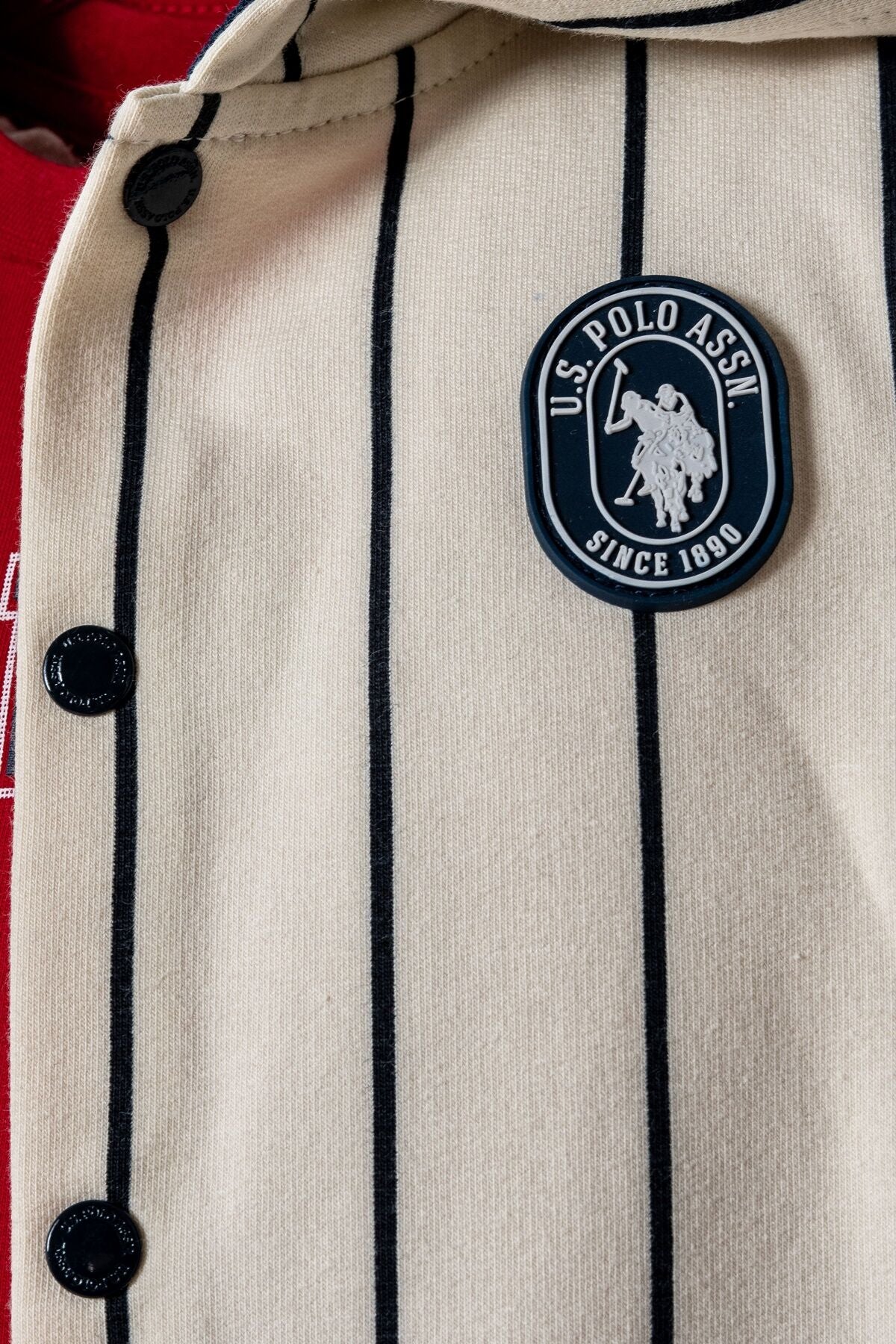 U.S. Polo Assn. Erkek Bebek Fermuarlı Yaka Nakışlı Yazlık Regular Fit Kırmızı 3'Lü Bebek Takımı USB2871-C-V1