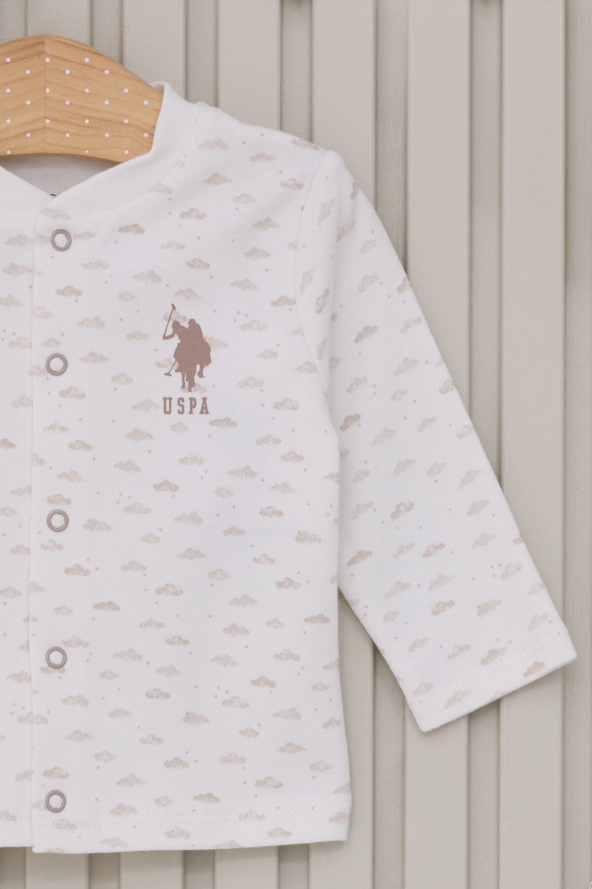 U.S. Polo Assn. Erkek Bebek Bisiklet Yaka Pigment Baskılı Kışlık Regular Fit Beyaz Bebek Takımı USB2023-C-V1 Ürün ikincil görseli
