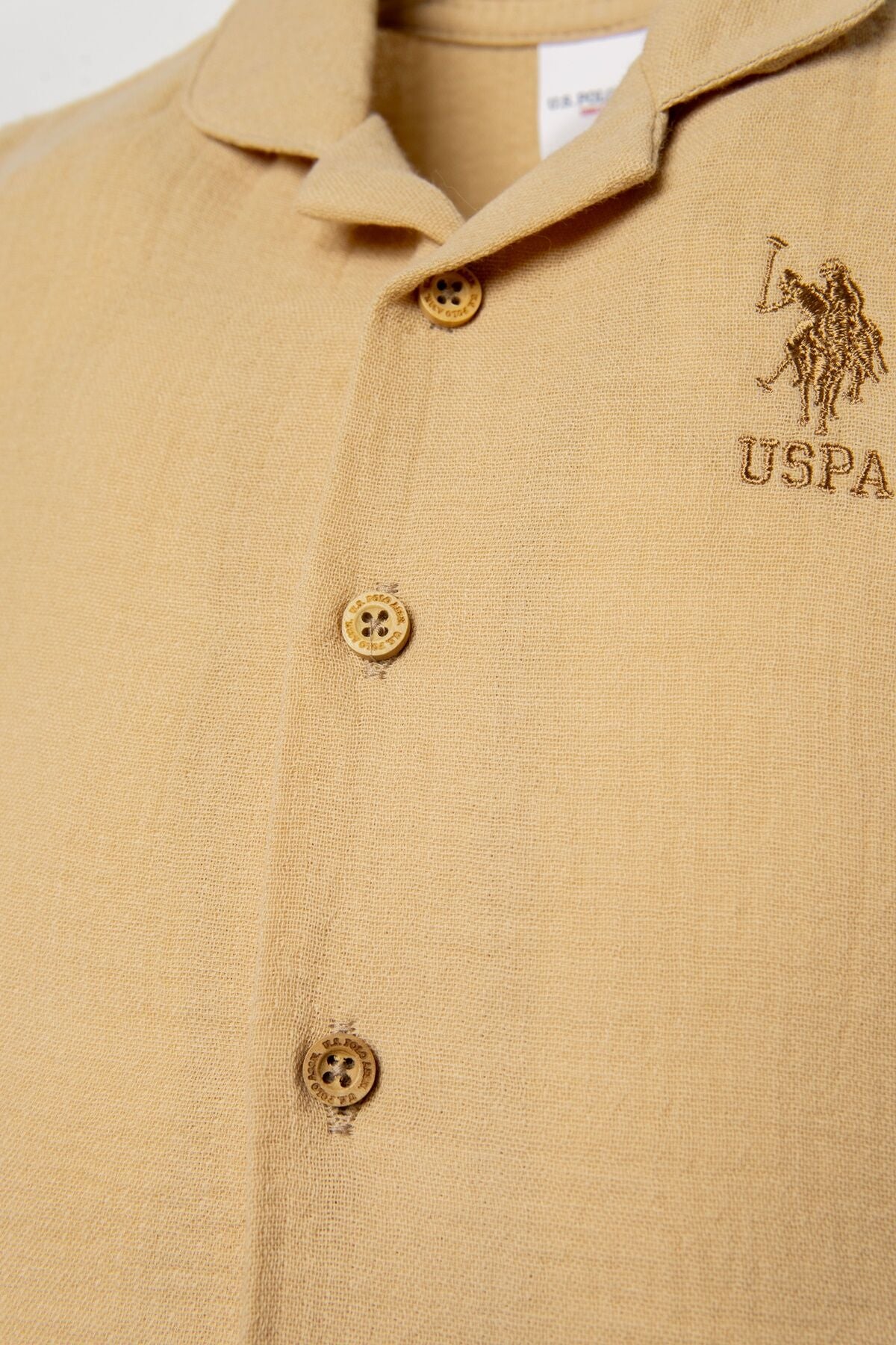 U.S. Polo Assn. Erkek Bebek Gömlek Yaka Nakışlı Yazlık Regular Fit Bej Pijama Takımı USB2947-C-V3 Ürün ikincil görseli