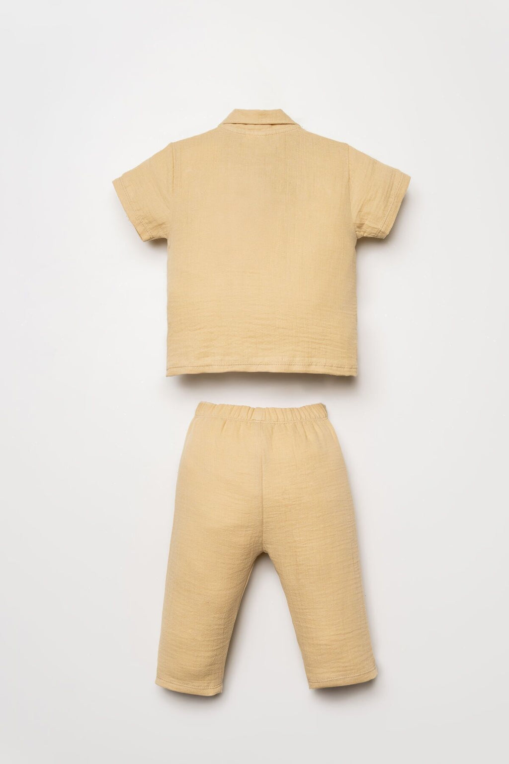 U.S. Polo Assn. Erkek Bebek Gömlek Yaka Nakışlı Yazlık Regular Fit Bej Pijama Takımı USB2947-C-V3