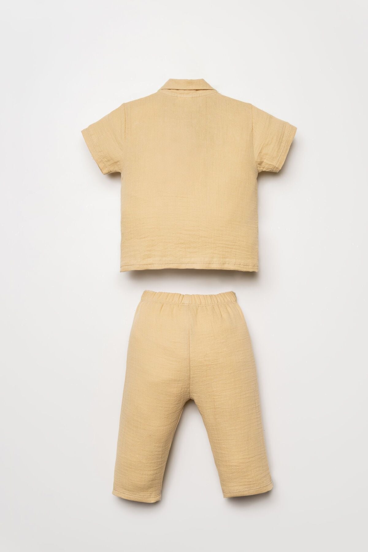 U.S. Polo Assn. Erkek Bebek Gömlek Yaka Nakışlı Yazlık Regular Fit Bej Pijama Takımı USB2947-C-V3