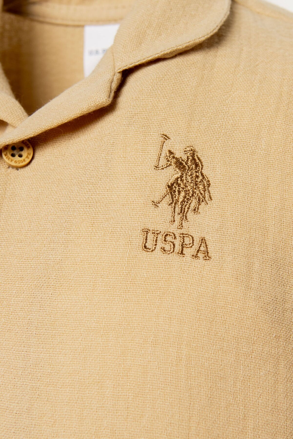 U.S. Polo Assn. Erkek Bebek Gömlek Yaka Nakışlı Yazlık Regular Fit Bej Pijama Takımı USB2947-C-V3