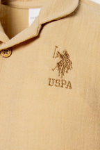 U.S. Polo Assn. Erkek Bebek Gömlek Yaka Nakışlı Yazlık Regular Fit Bej Pijama Takımı USB2947-C-V3