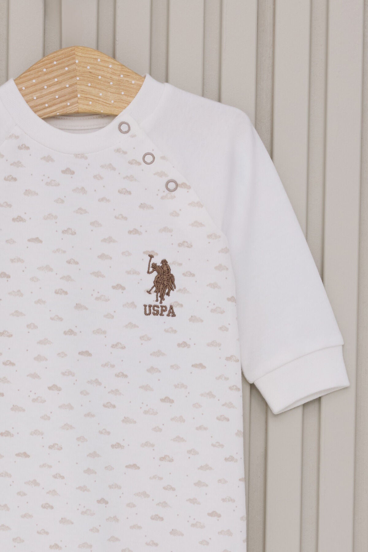 U.S. Polo Assn. Erkek Bebek Bisiklet Yaka Pigment Baskılı Kışlık Regular Fit Beyaz Tulum USB2025-C-V1