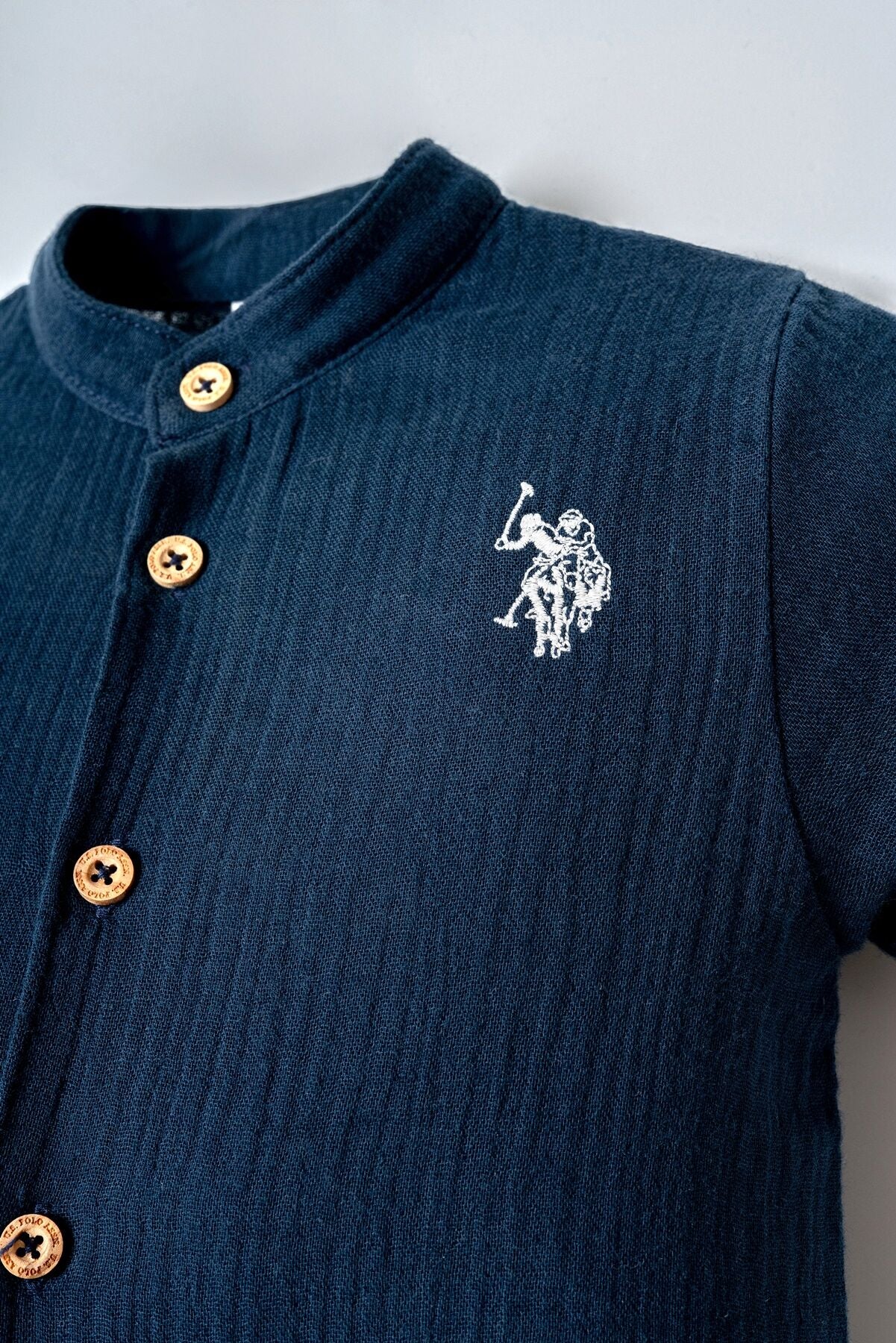 U.S. Polo Assn. Erkek Bebek Gömlek Yaka Nakışlı Yazlık Regular Fit Lacivert Bebek Takımı USB2883-C-V1 Ürün ikincil görseli