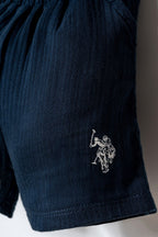 U.S. Polo Assn. Erkek Bebek Gömlek Yaka Nakışlı Yazlık Regular Fit Lacivert Bebek Takımı USB2883-C-V1