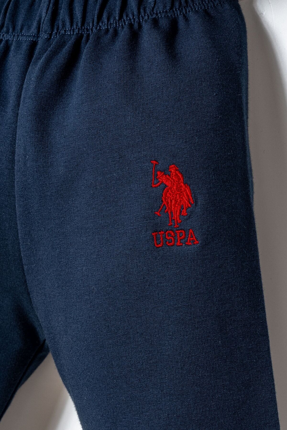 U.S. Polo Assn. Erkek Bebek Fermuarlı Yaka Nakışlı Yazlık Regular Fit Lacivert 3'Lü Bebek Takımı USB2909-C-V1