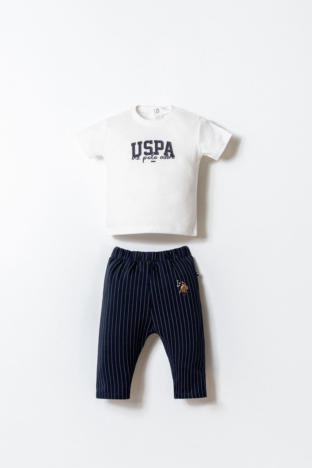 U.S. Polo Assn. Erkek Bebek Fermuarlı Yaka Nakışlı Yazlık Regular Fit Lacivert 3'Lü Bebek Takımı USB2924-C-V1