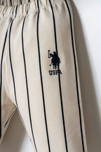 U.S. Polo Assn. Erkek Bebek Fermuarlı Yaka Nakışlı Yazlık Regular Fit Lacivert 3'Lü Bebek Takımı USB2872-C-V1