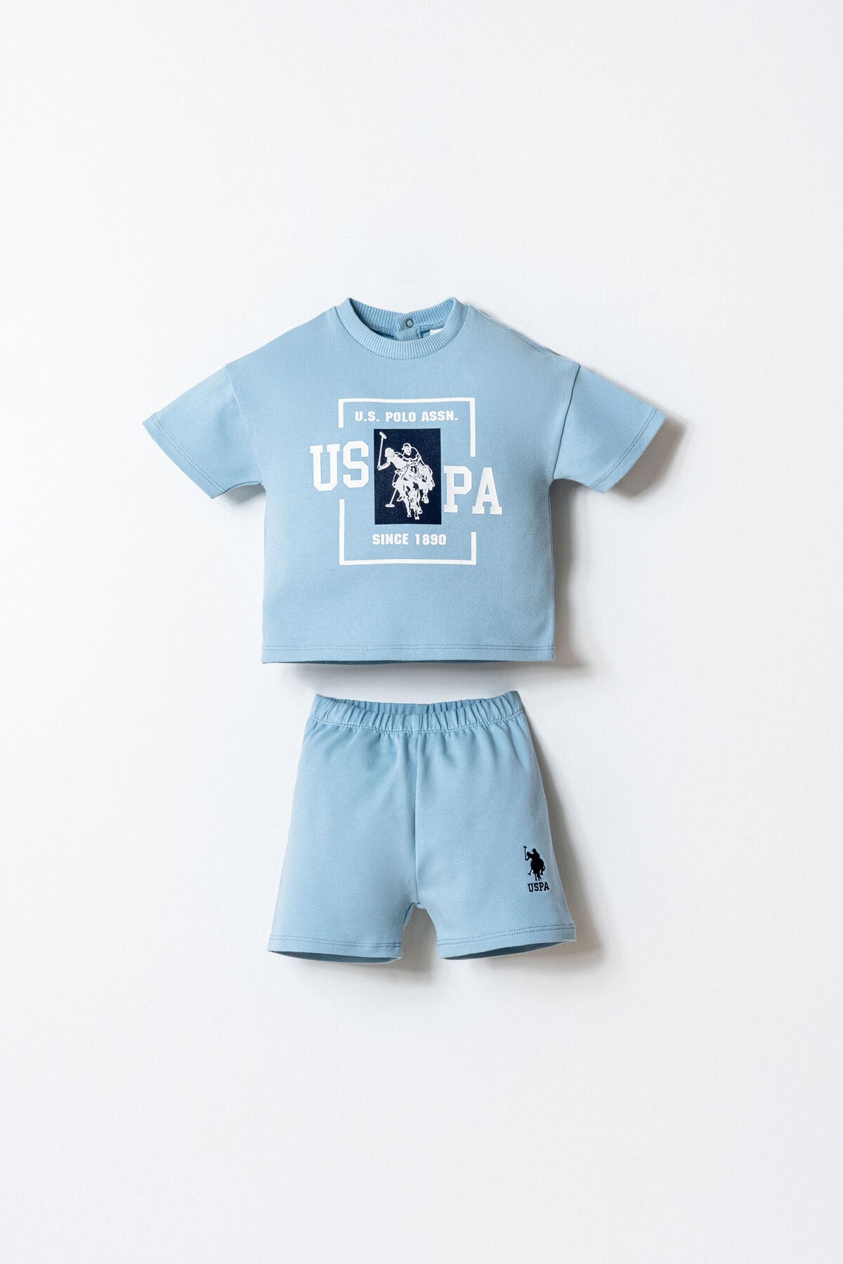 U.S. Polo Assn. Erkek Bebek Bisiklet Yaka Nakışlı Yazlık Regular Fit Mavi Bebek Takımı USB2868-C-V2 Ürün ana görseli