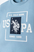 U.S. Polo Assn. Erkek Bebek Bisiklet Yaka Nakışlı Yazlık Regular Fit Mavi Bebek Takımı USB2868-C-V2