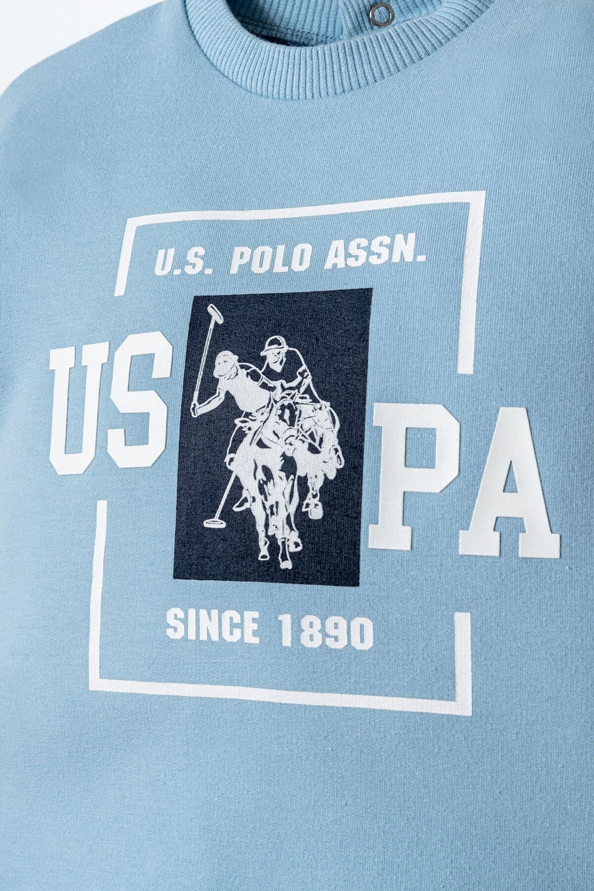 U.S. Polo Assn. Erkek Bebek Bisiklet Yaka Nakışlı Yazlık Regular Fit Mavi Bebek Takımı USB2868-C-V2