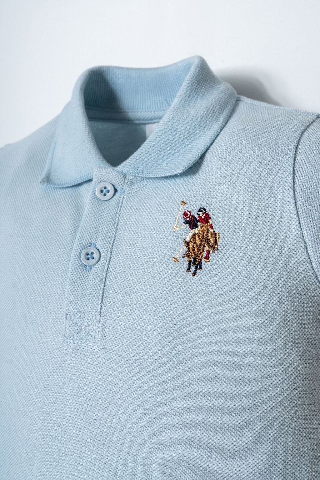 U.S. Polo Assn. Erkek Bebek Polo Yaka Nakışlı Yazlık Regular Fit Mavi Bebek Takımı USB2885-C-V4