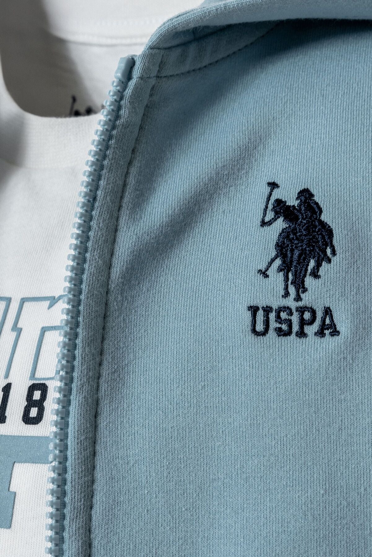 U.S. Polo Assn. Erkek Bebek Fermuarlı Yaka Nakışlı Yazlık Regular Fit Mavi 3'Lü Bebek Takımı USB2920-C-V1