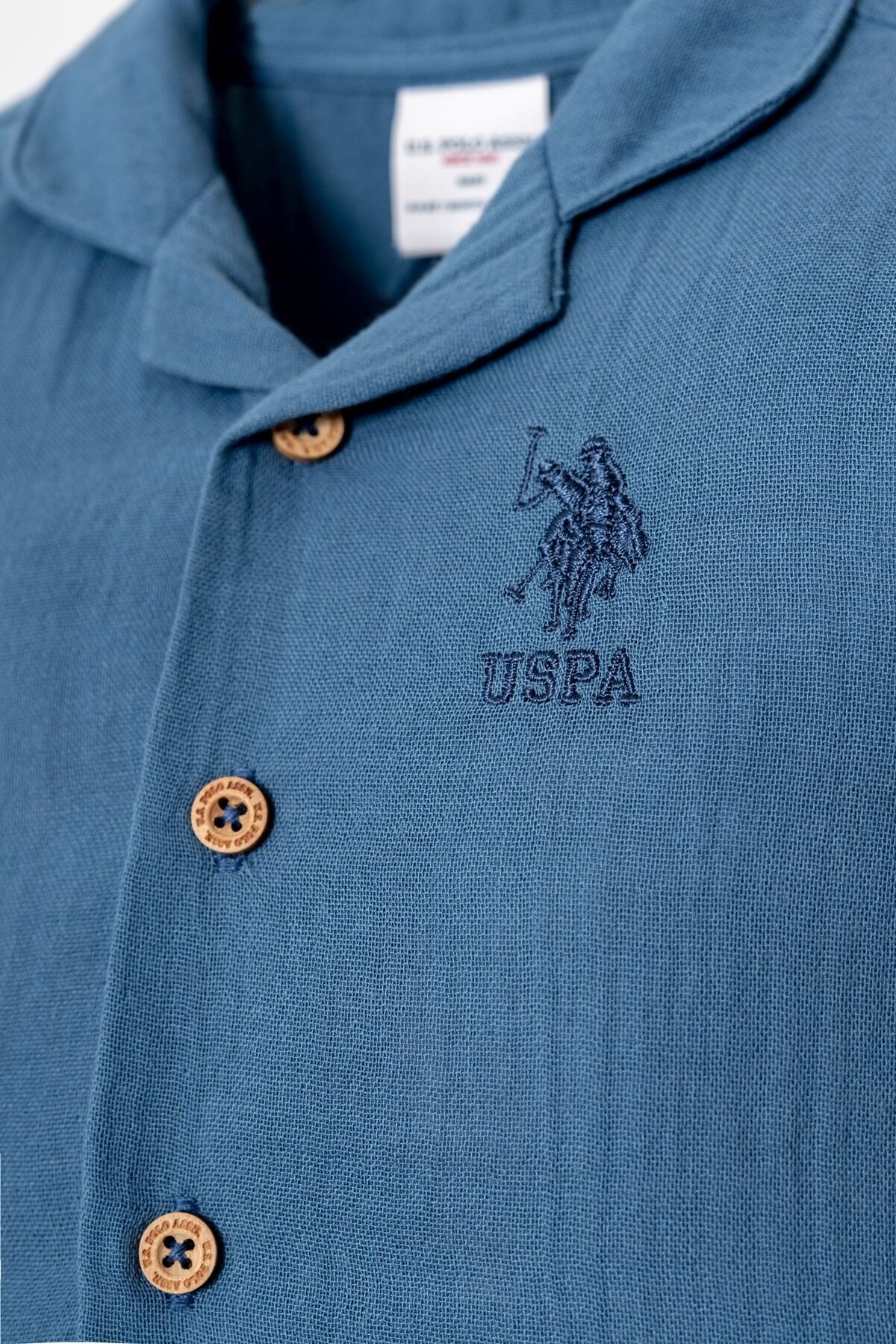 U.S. Polo Assn. Erkek Bebek Gömlek Yaka Nakışlı Yazlık Regular Fit Mavi Pijama Takımı USB2947-C-V1