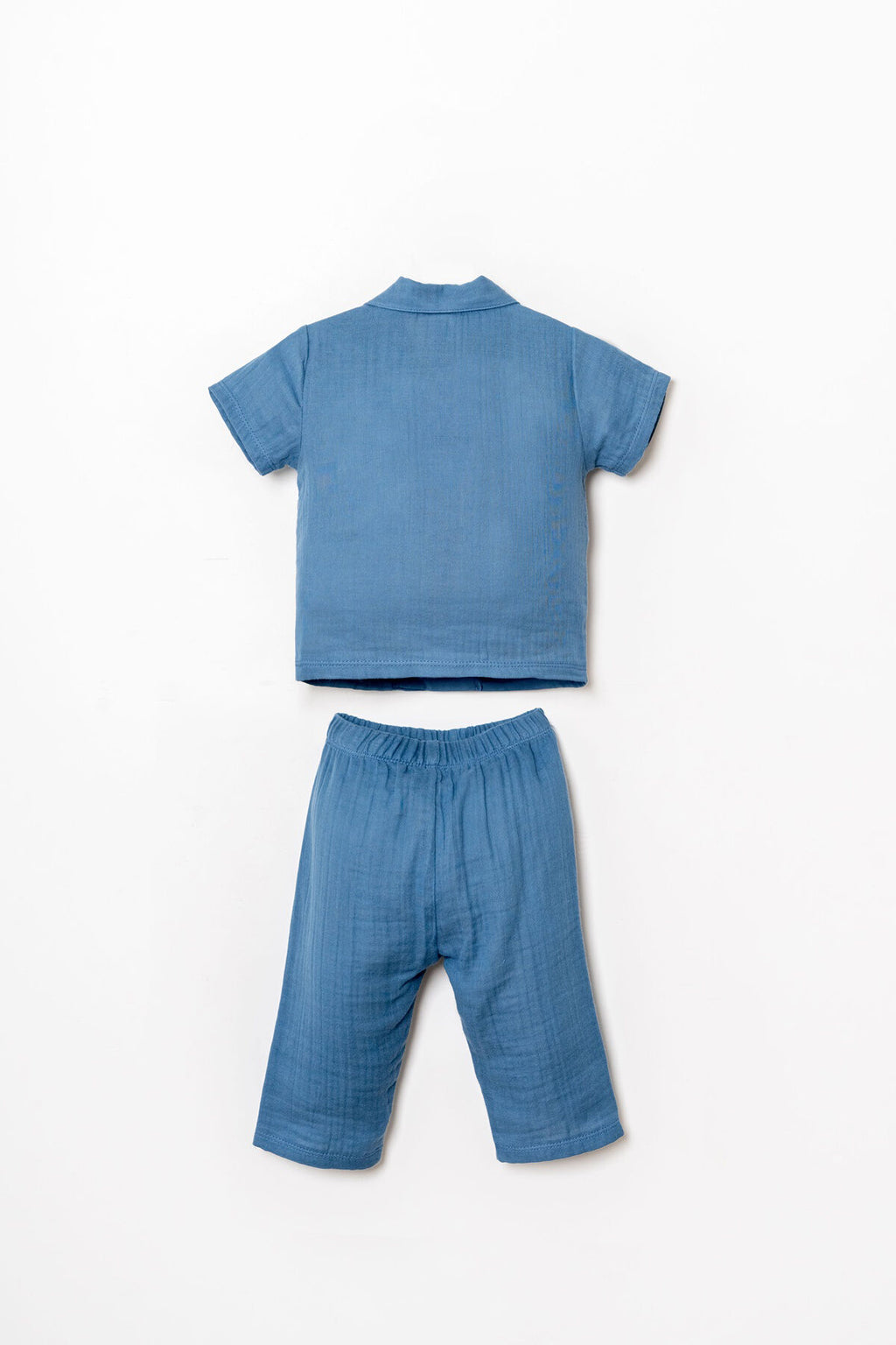 U.S. Polo Assn. Erkek Bebek Gömlek Yaka Nakışlı Yazlık Regular Fit Mavi Pijama Takımı USB2947-C-V1