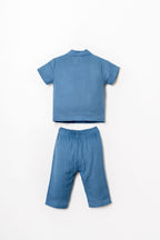 U.S. Polo Assn. Erkek Bebek Gömlek Yaka Nakışlı Yazlık Regular Fit Mavi Pijama Takımı USB2947-C-V1