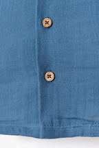 U.S. Polo Assn. Erkek Bebek Gömlek Yaka Nakışlı Yazlık Regular Fit Mavi Pijama Takımı USB2947-C-V1