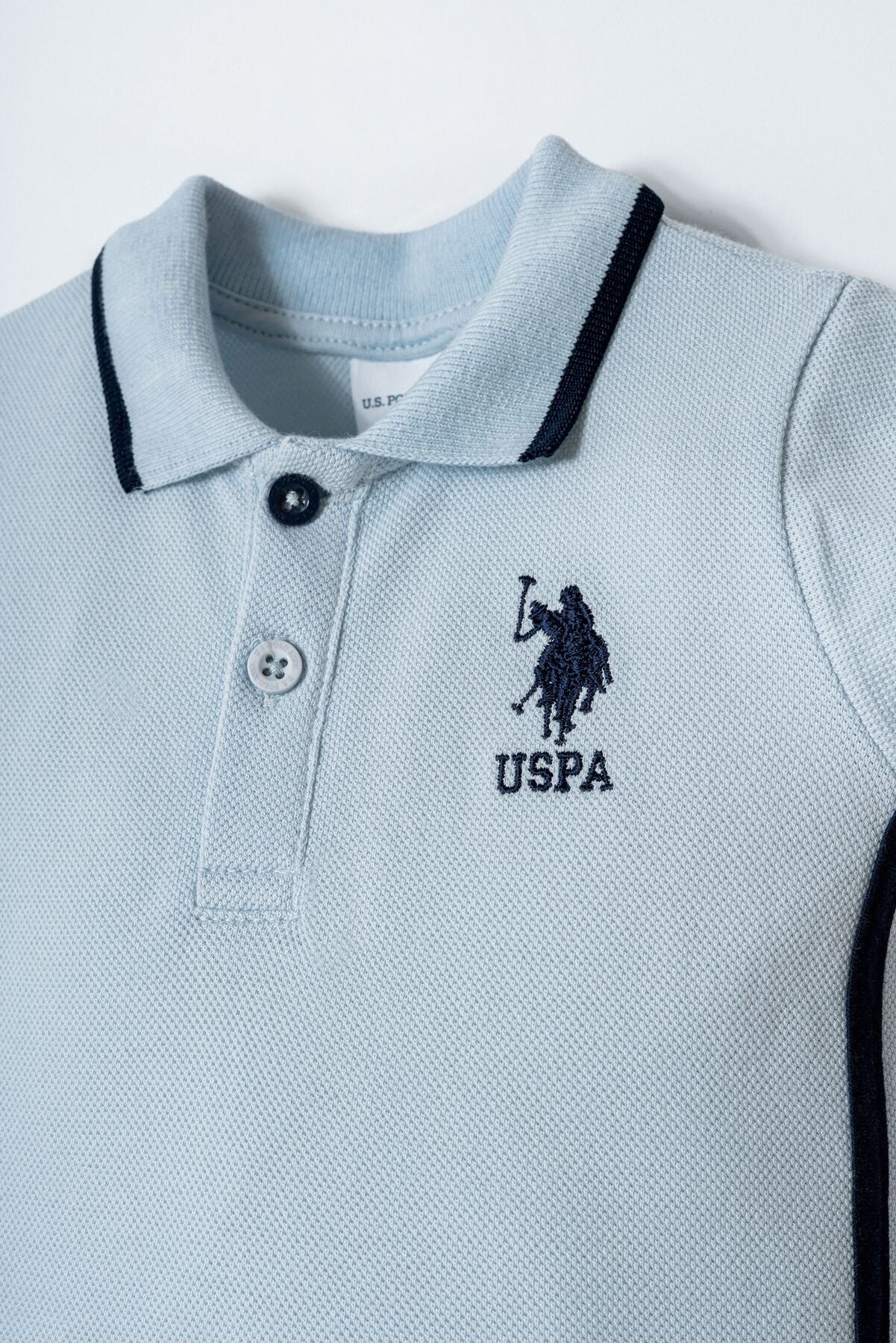 U.S. Polo Assn. Erkek Bebek Polo Yaka Nakışlı Yazlık Regular Fit Mavi Tulum USB2906-C-V2 Ürün ikincil görseli