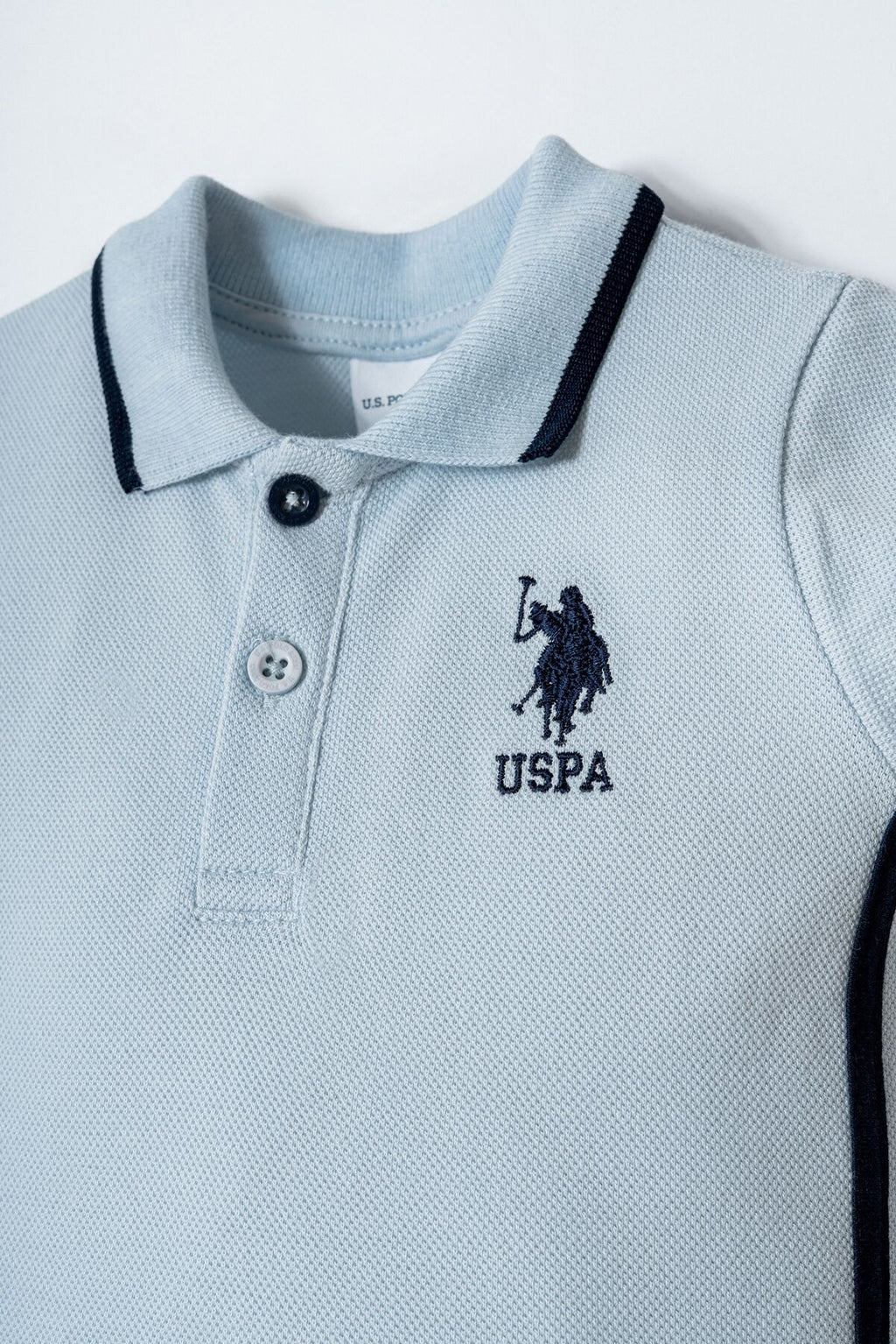 U.S. Polo Assn. Erkek Bebek Polo Yaka Nakışlı Yazlık Regular Fit Mavi Tulum USB2906-C-V2