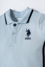 U.S. Polo Assn. Erkek Bebek Polo Yaka Nakışlı Yazlık Regular Fit Mavi Tulum USB2906-C-V2