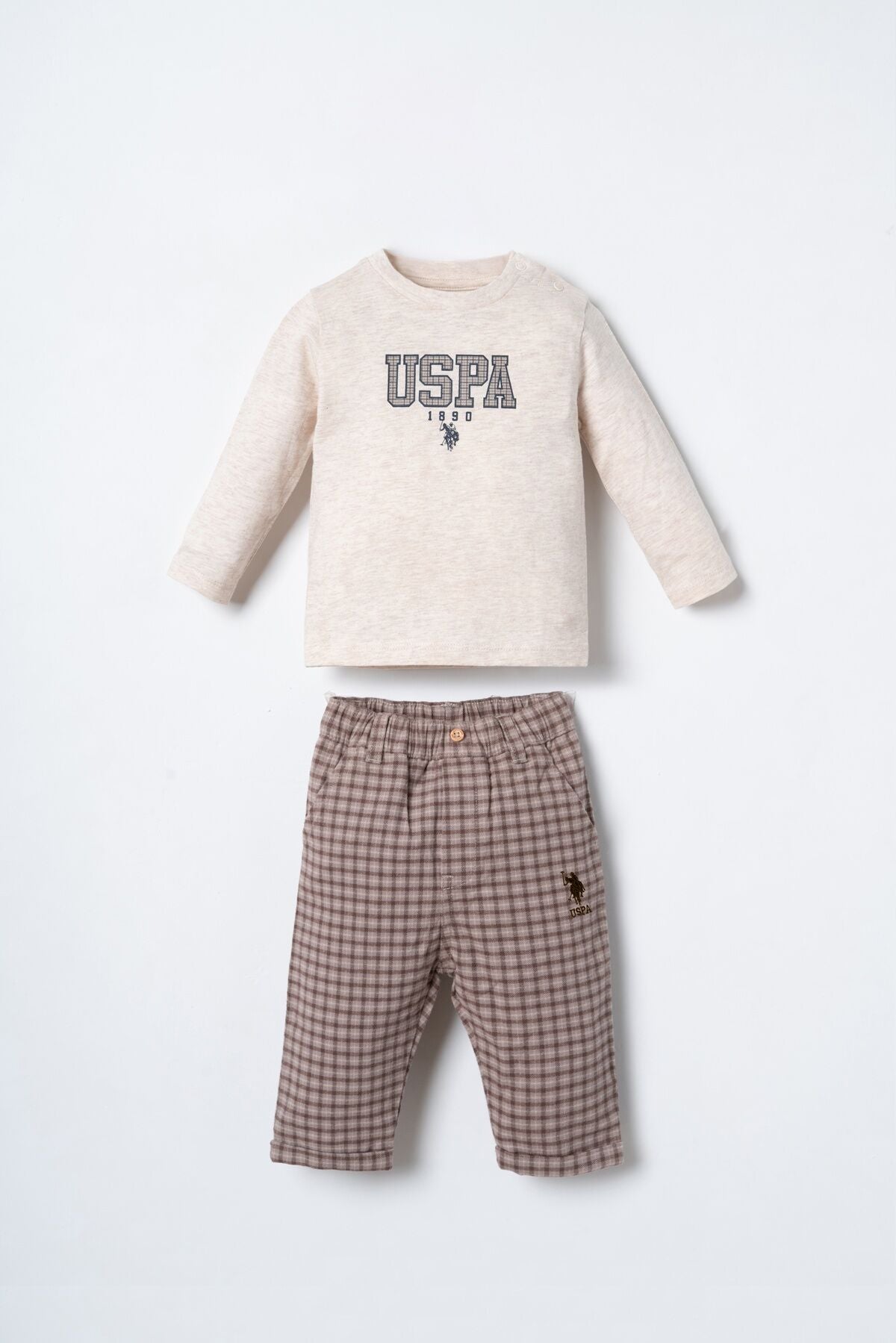U.S. Polo Assn. Erkek Bebek Nakışlı Kahverengi 3'lü Pijama Takım USB3112-C-V1 Ürün ikincil görseli