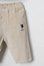 U.S. Polo Assn. Erkek Bebek Nakışlı Krem Gömlek Pijama Takım USB3116-C-V1