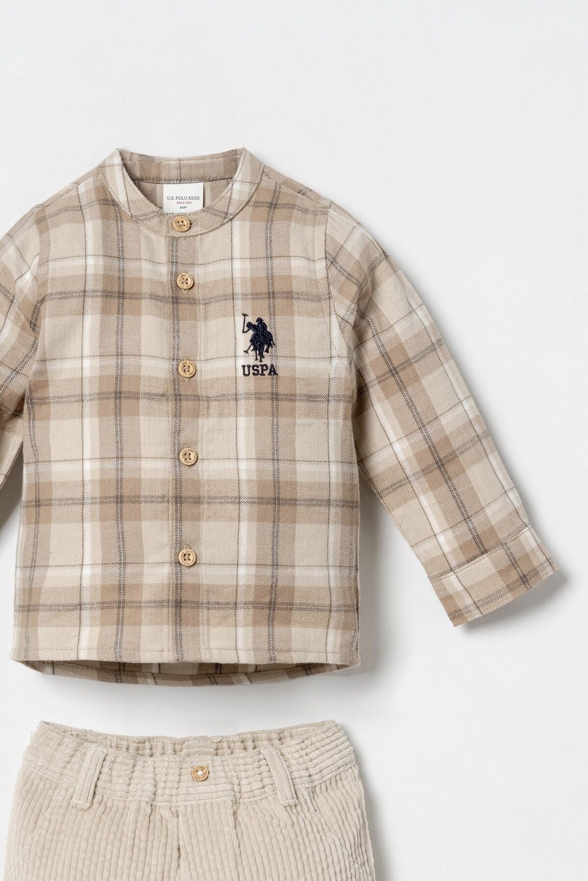 U.S. Polo Assn. Erkek Bebek Nakışlı Krem Gömlek Pijama Takım USB3116-C-V1 Ürün ikincil görseli