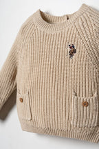 U.S. Polo Assn. Erkek Bebek Nakışlı Krem Sweatshirt USB3118-C-V1